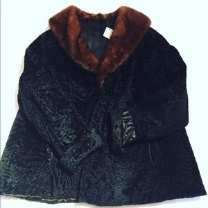 Curled lamb and genuine mink jacket
